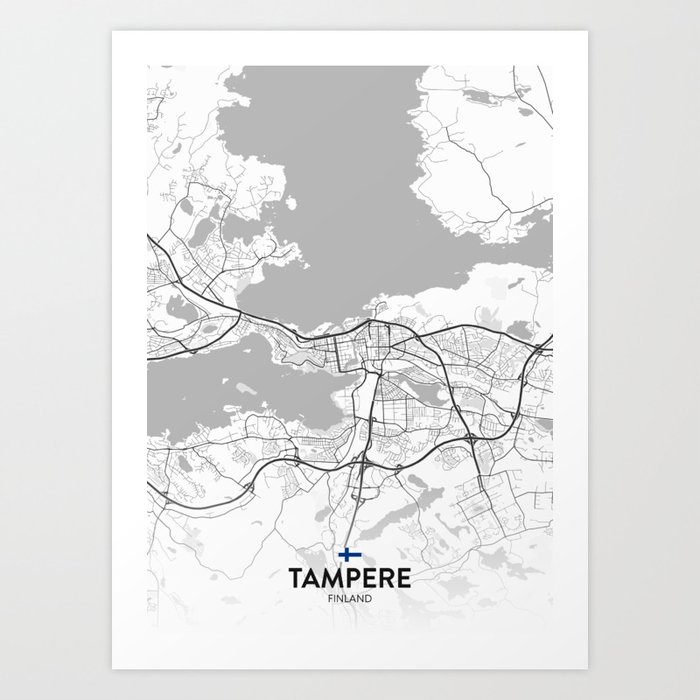 Tampere, Finland - Light City Map Art Print