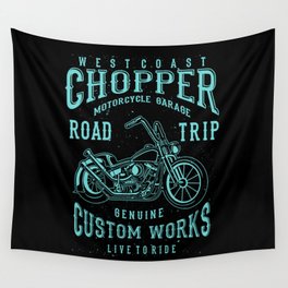 Retro Motorcycle Chopper Typography Wall Tapestry