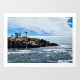 Lighthouse by The Shore (Nubble Lighthouse, Maine) Art Print