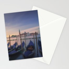 First light of the morning over Gondolas of Venice Stationery Card