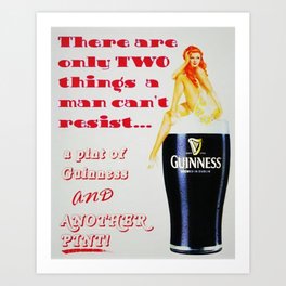 There are only two things men cannot resist Vintage Guinness Beer Advertisement Poster Art Print