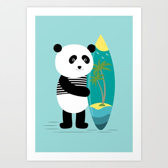 Surf along with the panda. Art Print