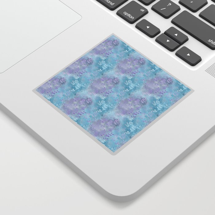 Blue Lilac Floral Pattern Sticker