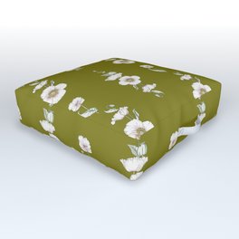 Vintage Cottage Pattern in Olive Green Outdoor Floor Cushion