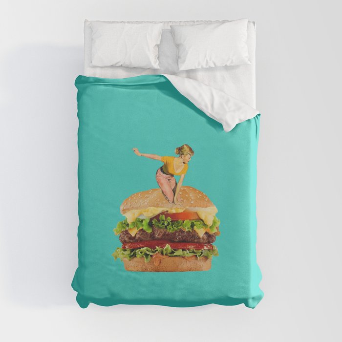 love at first bite 2 teal Duvet Cover