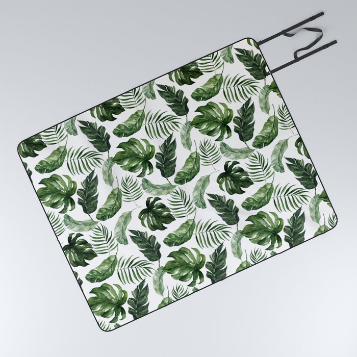 Tropical Leaf Picnic Blanket by lizzy powers design Society6