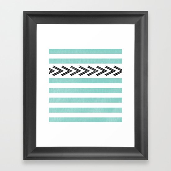 ARROW STRIPE {TEAL} Framed Art Print