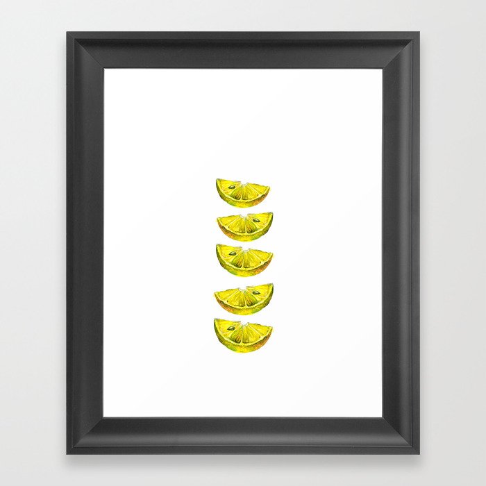 Lemon Slices White Framed Art Print