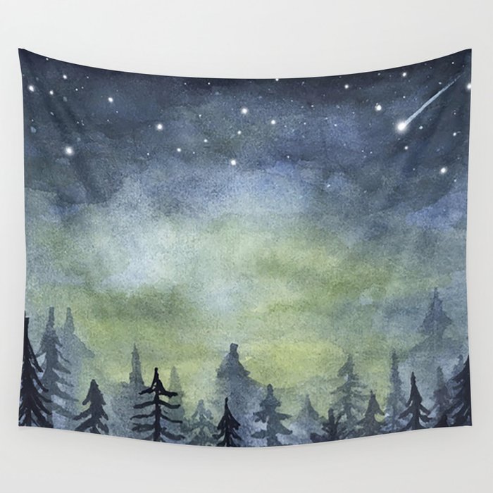 Night forest Wall Tapestry