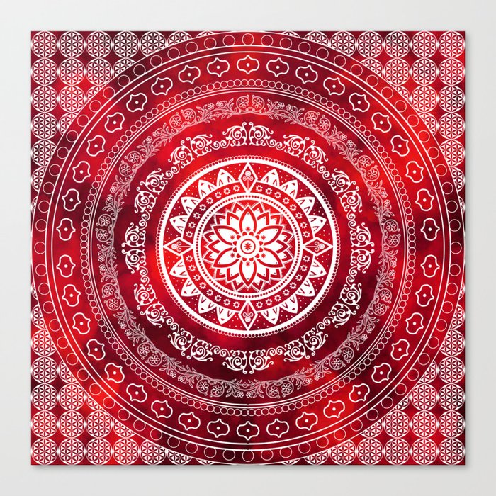 Mandala Scarlet Destiny Spiritual Zen Bohemian Hippie Yoga Mantra Meditation Canvas Print