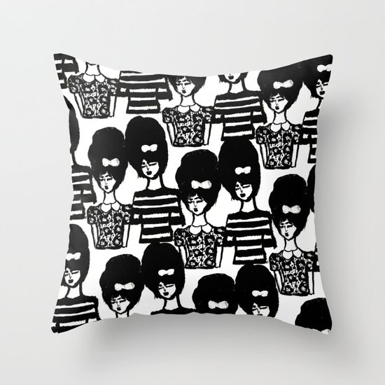 Bouffant Girls Throw Pillow