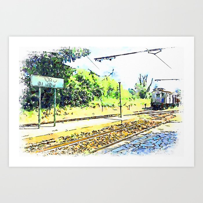 udskille svejsning kyst Fabrica di Roma: train stopped at the station Art Print by Giuseppe Cocco |  Society6