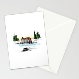 Pond hockey. Stationery Cards