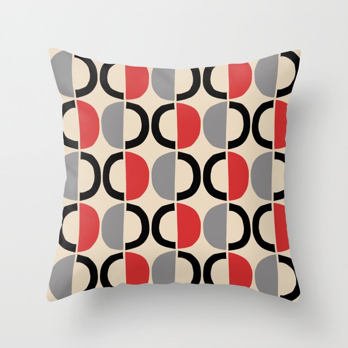 Mid Century Modern Half Circle Pattern 583 Throw Pillow