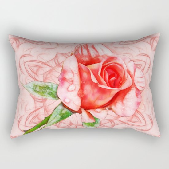 Pink rose on elegant kaleidoscope Rectangular Pillow