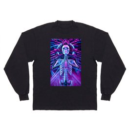 Gothic Harmony Science Fiction Cyberpunk Skeleton Meditation Long Sleeve T-shirt