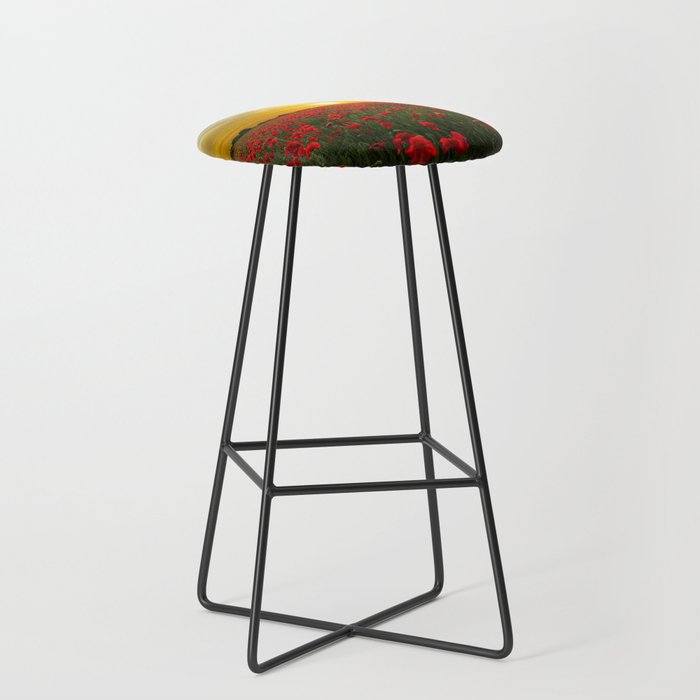 A field of flowers with sunset Bar Stool