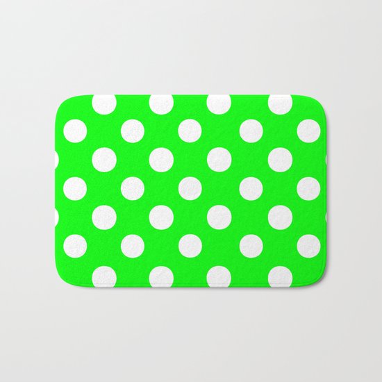 Polka Dots (White/Green) Bath Mat