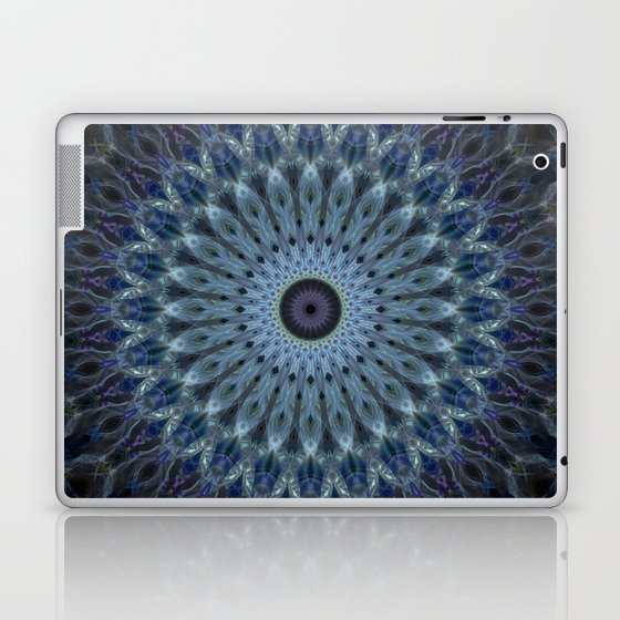 Dark blue and silver mandala Laptop & iPad Skin