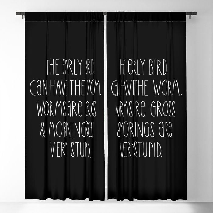 Funny Early Bird Slogan Blackout Curtain