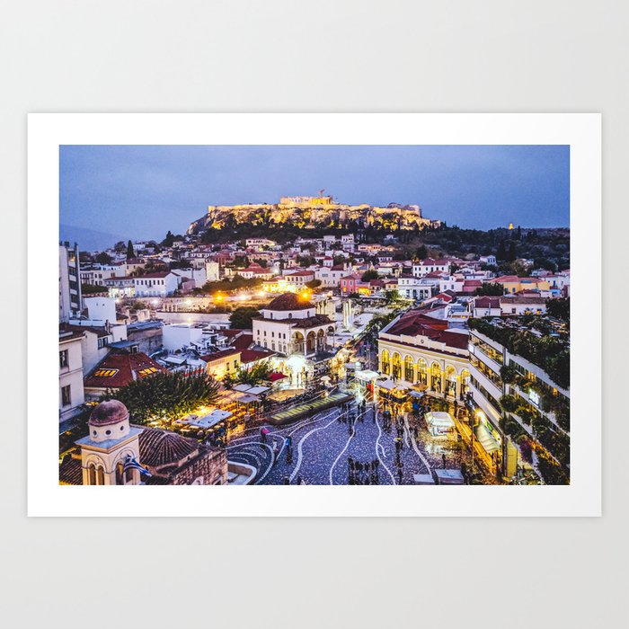 Athens Cityscape Fine Art Print Art Print