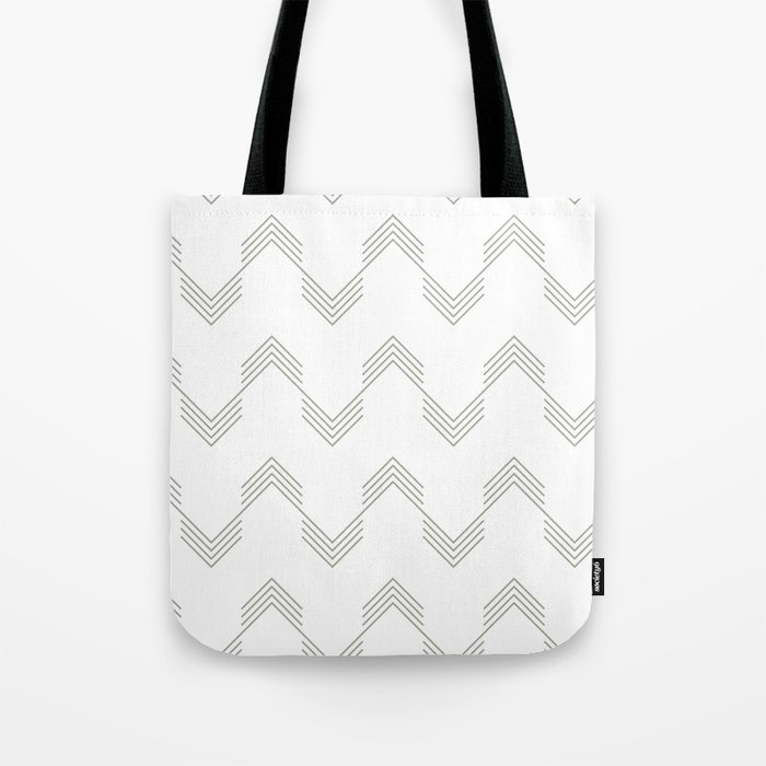 Simply Deconstructed Chevron Retro Gray on White Tote Bag