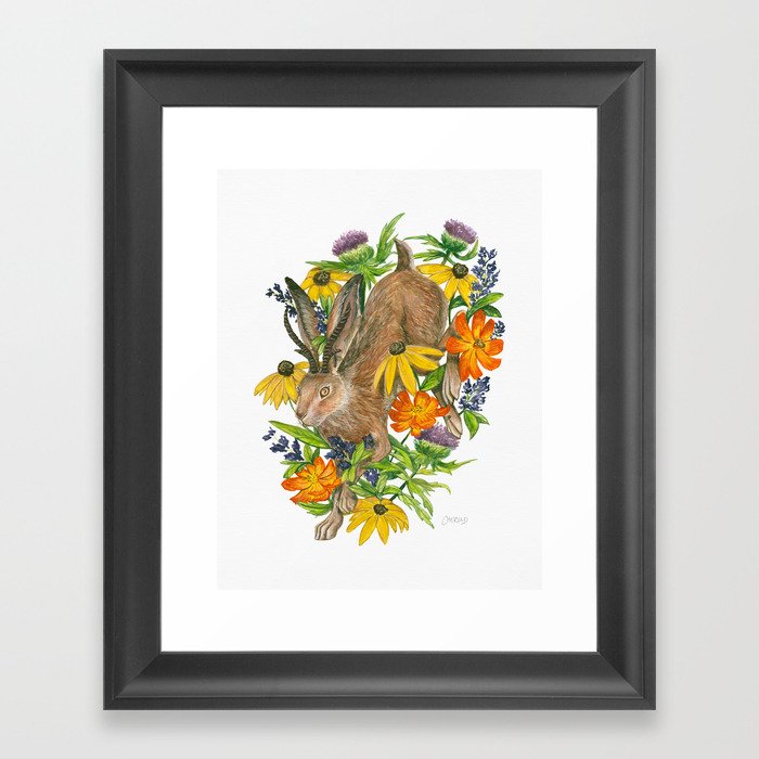 Jackalope Wildflower Florals Framed Art Print