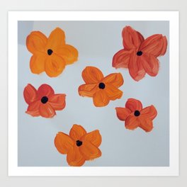 Orange flower pattern  Art Print
