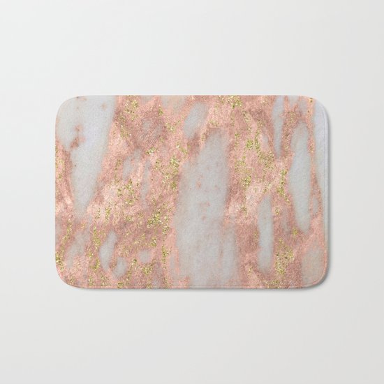 Rose Gold Marble with Yellow Gold Glitter Bath Mat