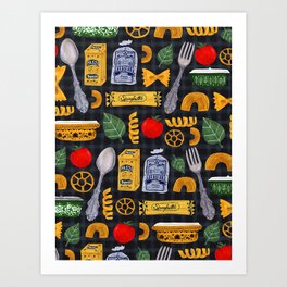 Vintage macaroni pattern Art Print