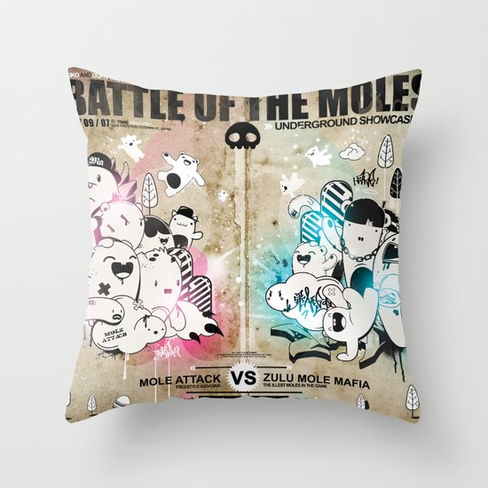 Battle of the moles Throw Pillow