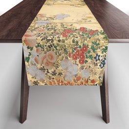 Japanese Edo Period Six-Panel Gold Leaf Screen - Spring and Autumn Flowers Table Runner
