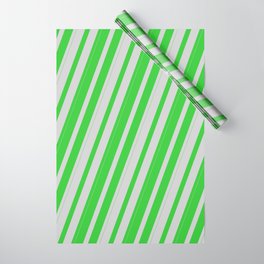 [ Thumbnail: Lime Green & Light Grey Colored Lines Pattern Wrapping Paper ]