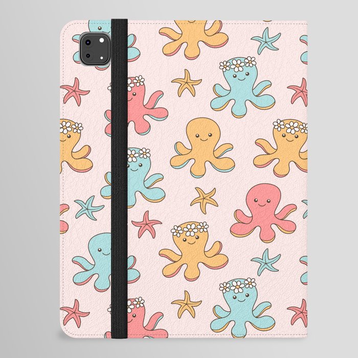 Cute Octopus Pattern, Fun Sea Animals, Colorful Pastel Colors iPad Folio Case