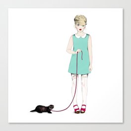 The girl with the ferret Canvas Print