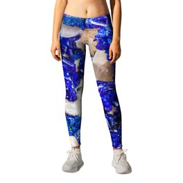 Crystalline Stone Rock Gem Leggings | Pattern Abstract, Purple Blue Pink, Color Hdr Mineral, Resin, Geode Jewel, Nature Stone Rock, Rare Quartz, Crystal Crystals, Monochromatic, Aesthetic Design 
