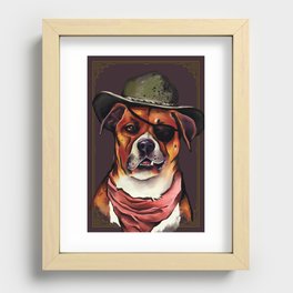 One Eyed Western Cowboy Dog Recessed Framed Print