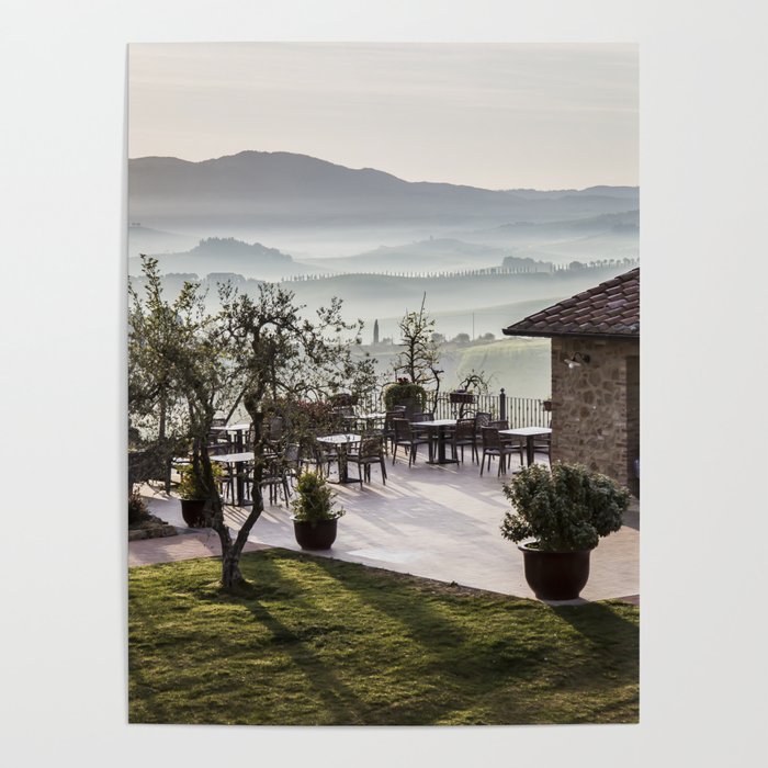 Early morning sunrise Tuscany Italy Poster