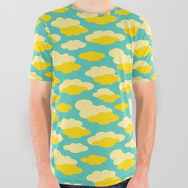 DAYDREAM FLUFFY YELLOW AND CREAM CLOUDS IN A TURQUOISE SKY All Over Graphic Tee