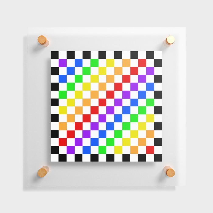 Rainbow Checkers Floating Acrylic Print