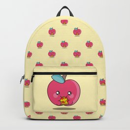 Unhealthy food pattern Backpack | Minimal, Yellow, Cute, Inspiration, Pepperoni, Pizza, Fastfood, Pattern, Fruit, Apple 