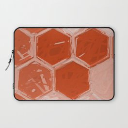 Hexagons - orange impasto painting pattern Laptop Sleeve