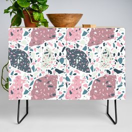 Terrazzo flooring seamless pattern with colorful marble rocks Credenza