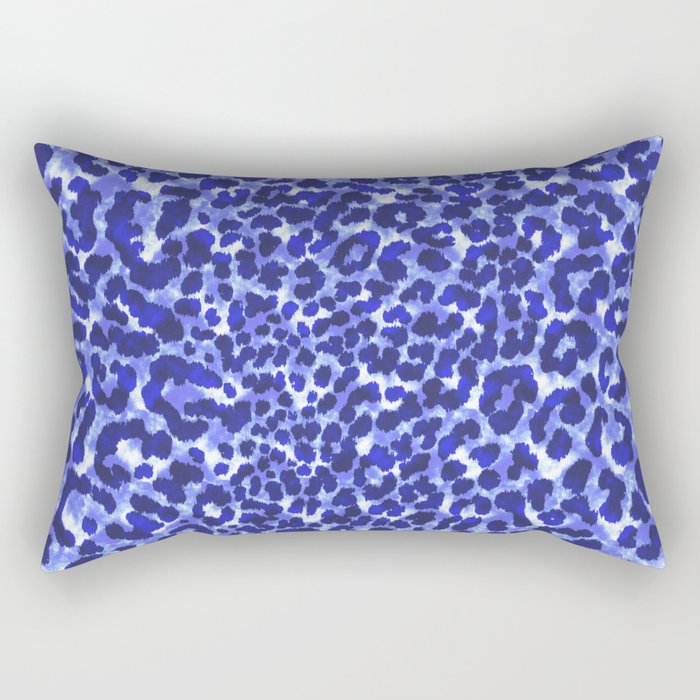 Periwinkle Painted Leopard Rectangular Pillow