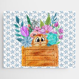 Cute Cat in a floral box  Jigsaw Puzzle