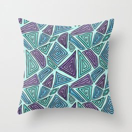 Bold Geometric Swirls, Purple, Turquoise,  Blue, Aqua Throw Pillow