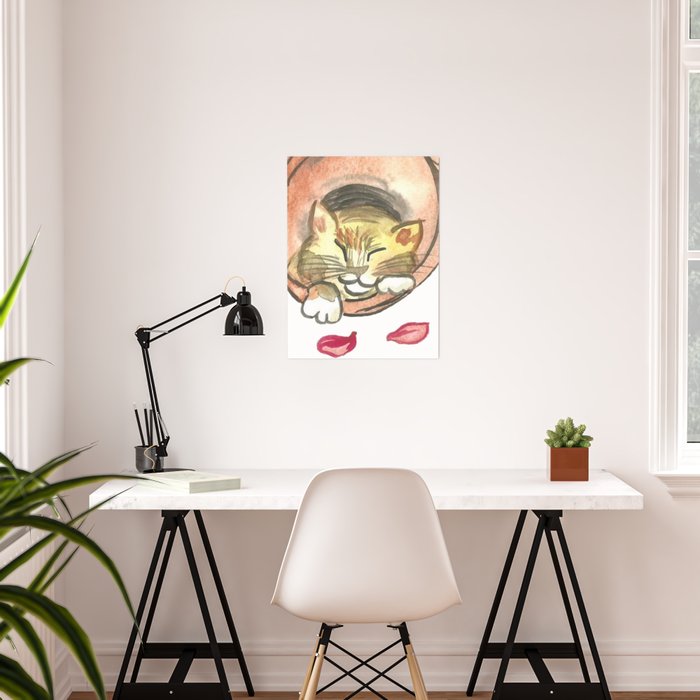 Cat In A Flower Pot Poster By Fairychamber Society6
