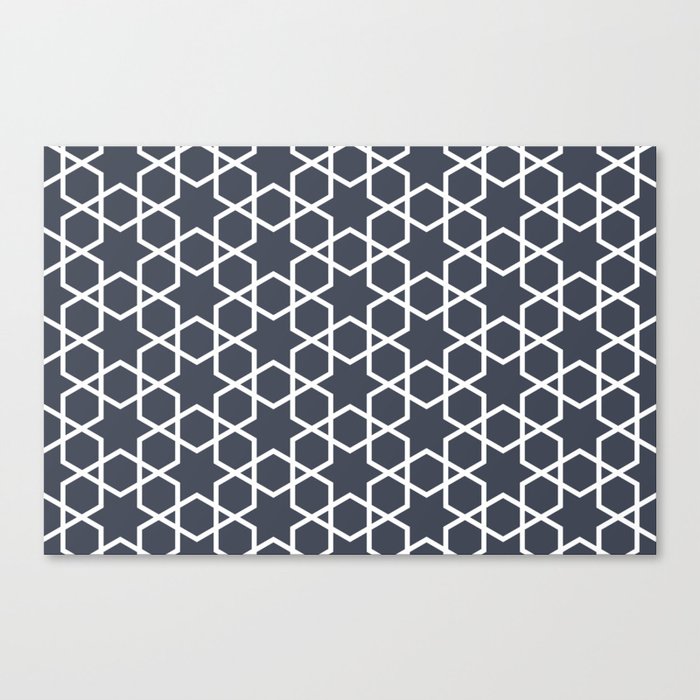 Dark Blue and White Tessellation Line Pattern 14 Pairs DE 2022 Trending Color Parisian Night DEA184 Canvas Print