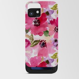 Watercolor Flowers Pink Fuchsia iPhone Card Case