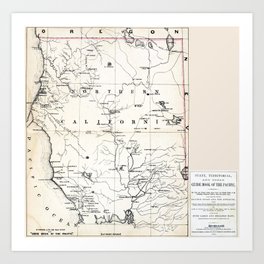 Northern California Map 1866 Art Print